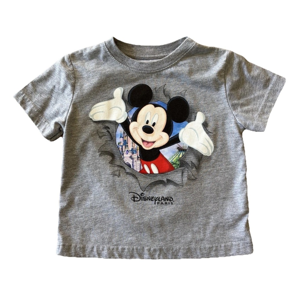 Disney Paris‎ Mickey Mouse Gray T Shirt Kids Size 2